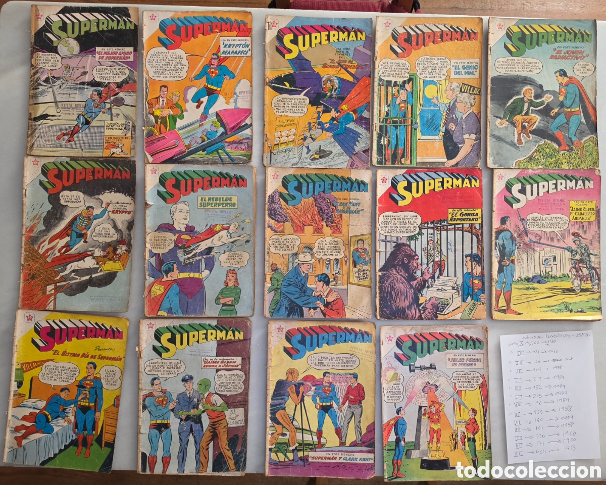 Tebeos: SUPERMAN. NOVARO. 12 EJEMPLARES. A&Ntilde;OS 50, 60. EDICIONES RECREATIVAS.