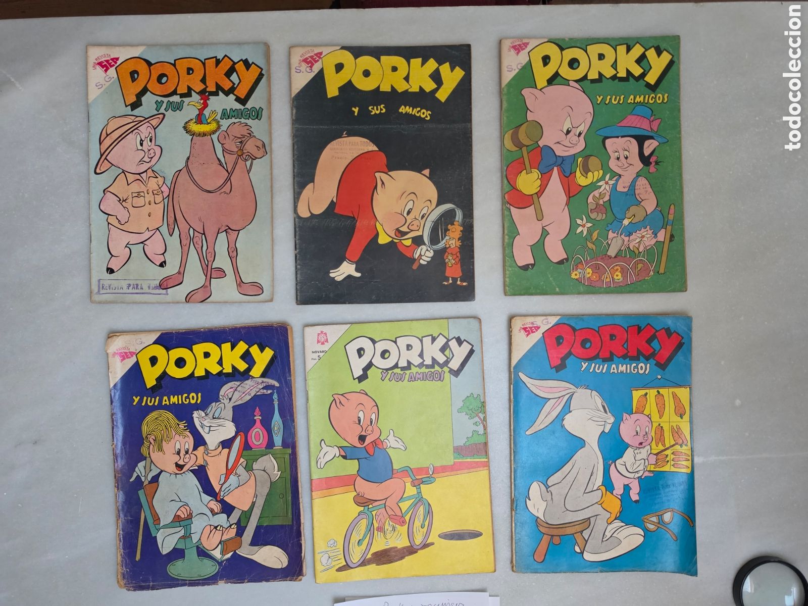 Tebeos: PORKY Y SUS AMIGOS. NOVARO. 5 EJEMPLARES. A&Ntilde;OS 50, 60.