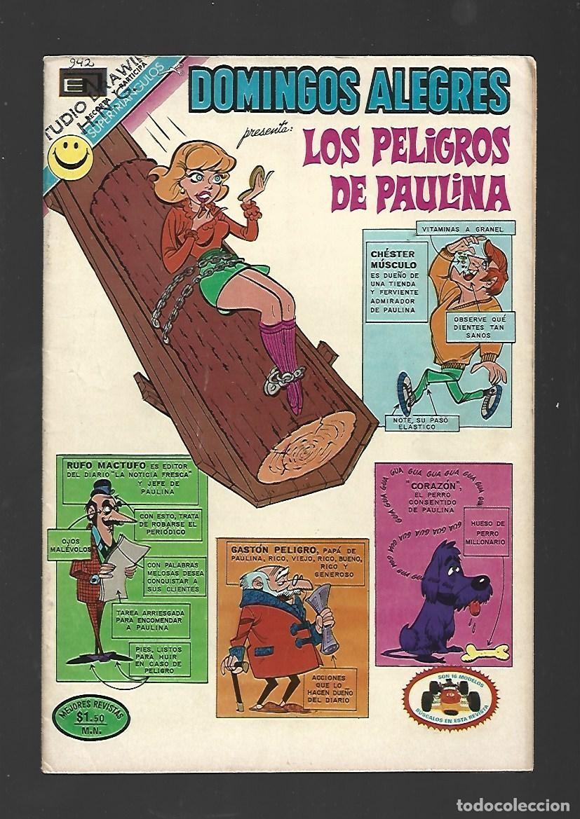 Tebeos: Domingos alegres, 942: los peligros de Paulina, 1972, Novaro, muy buen estado