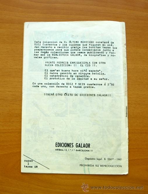 Tebeos: El &uacute;ltimo Mohicano - N&ordm; 1 Editorial Galaor 1965 - Foto 5