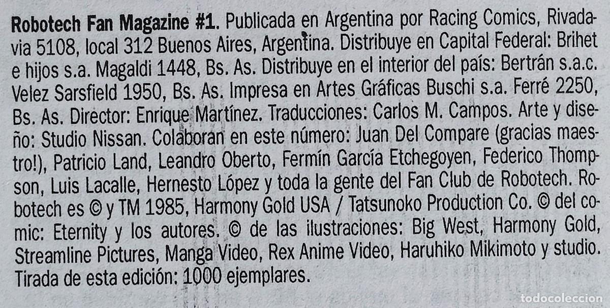 Tebeos: ROBOTECH FAN MAGAZINE N&ordm;1 A&Ntilde;O 1985. - Foto 5