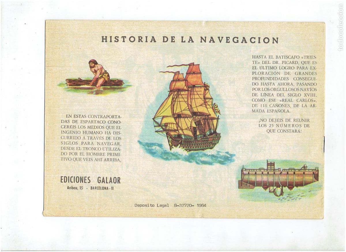 Tebeos: Archivo * ESPARTACO N&ordm; 1 * EDICIONES GALAOR 1964 * ORIGINAL * - Foto 2