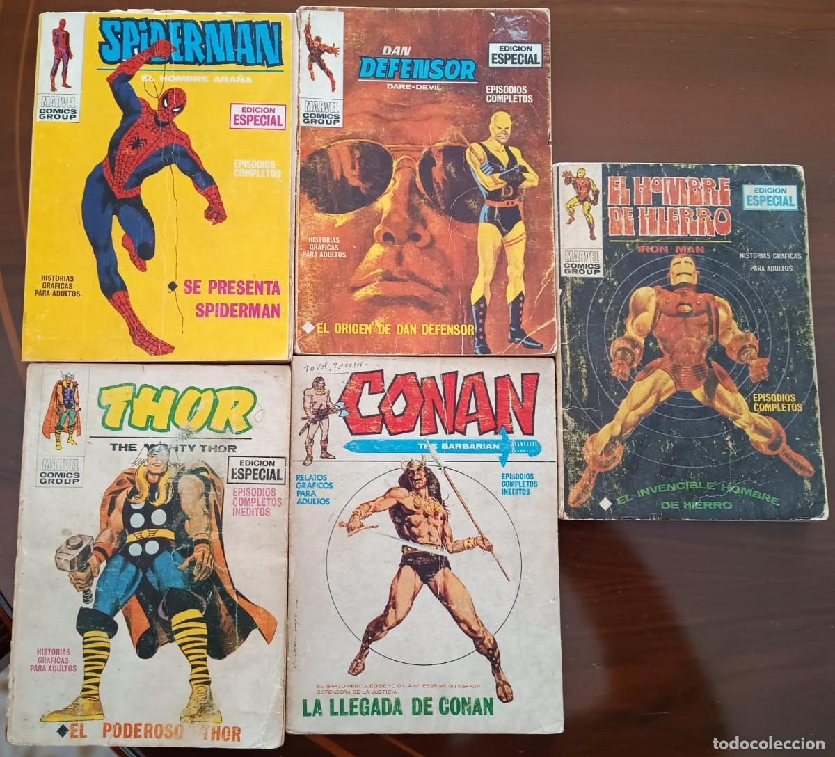 Tebeos: CINCO EJEMPLARES EDICIONES VERTICE N&ordm;1 - SPIDERMAN, DAN DEFENSOR, THOR, CONAN Y EL HOMBRE DE HIERRO - Foto 1