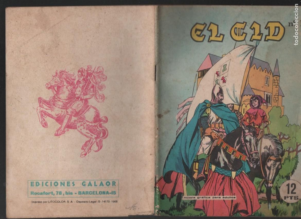 Tebeos: EL CID, N&ordm; 1. NOVELA GRAFICA PARA ADULTOS. EDICIONES GALAOR, 1968