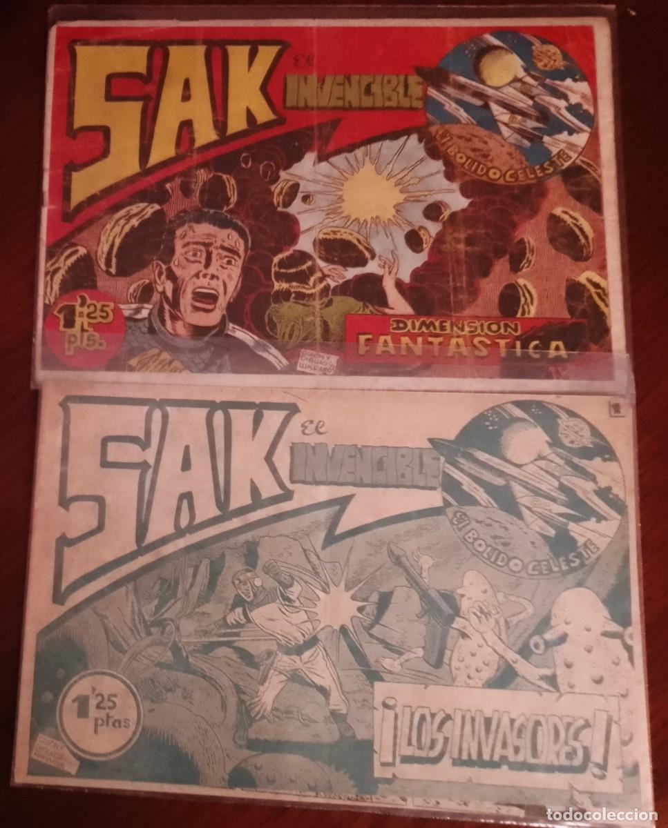 Giornalini: SAK EL INVENCIBLE N&ordm; 1 A UNA TINTA Y N&ordm; 6 A COLOR-ORIGINALES, SIMBOLO 1955 - VER FOTOS Y DESCRIPCION