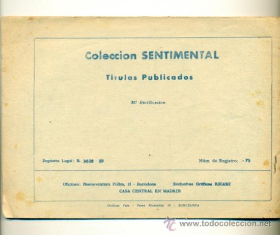 Tebeos: SENTIMENTAL  N&ordm;   337 - ORIGINAL RICART  150 PTS. - - Foto 2