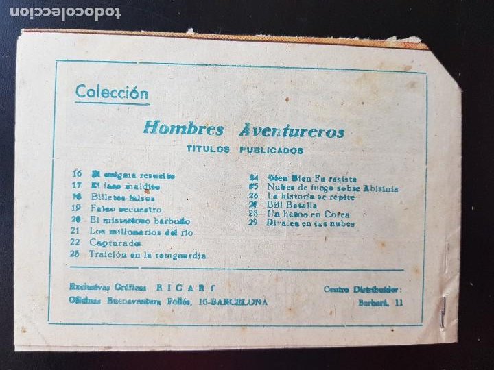 Tebeos: TEBEO / CÓMIC HOMBRES AVENTUREROS N⁰ 29 ORIGINAL RICART 1958 - Foto 3 - 300045613