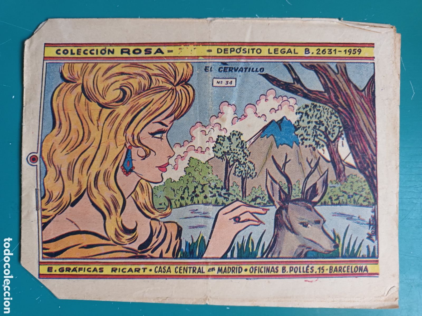 Tebeos: Colecci&oacute;n Rosa N&deg; 34 EL CERVATILLO 1959 - Foto 1
