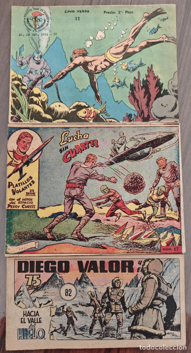 Giornalini: AVENTURAS DEPORTIVAS n&ordm; 11 + PLATILLOS VOLANTES n&ordm; 17 + DIEGO VALOR n&ordm; 82 (3 tebeos).