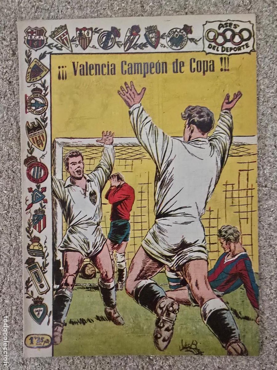 Comics: Ases del Deporte 23.Valencia campeon de Copa.Editorial Ricart