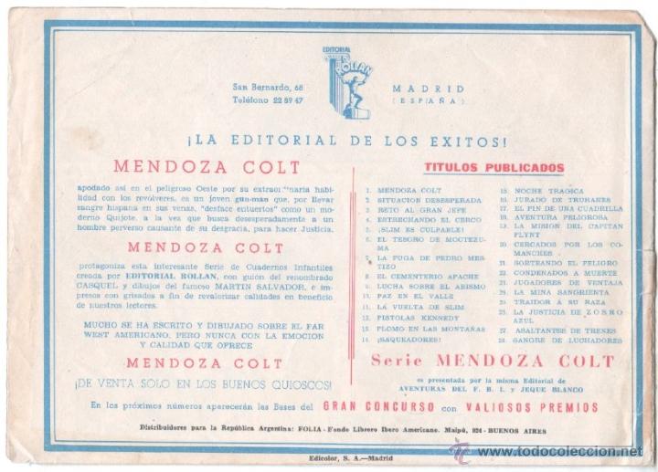 Tebeos: MENDOZA COLT ORIGINAL N&ordm; 28 EDI. ROLLAN 1956 - - Foto 2