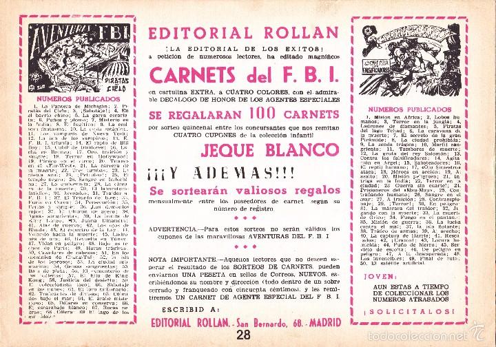 Tebeos: JEQUE BLANCO. CONTRAESPIONAJE. N&ordm; 28. EDITORIAL ROLLAN. - Foto 2