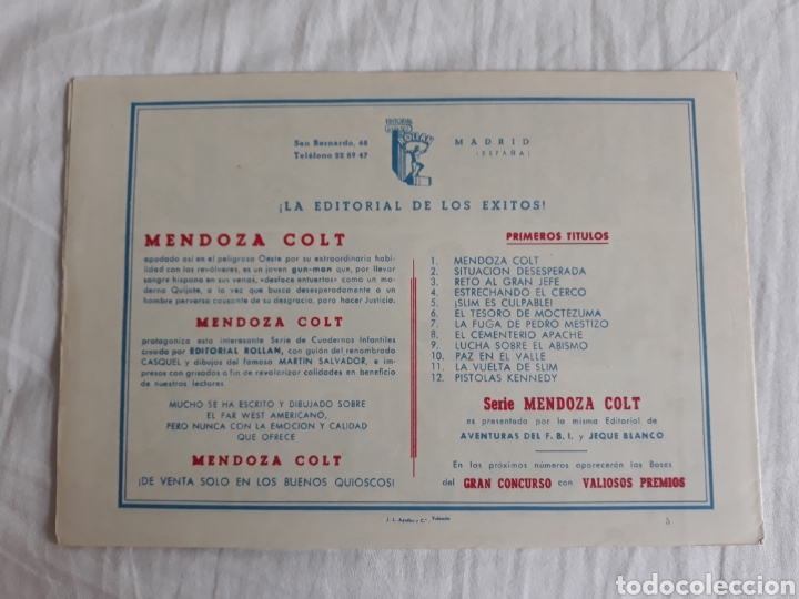 Tebeos: Mendoza Colt n⁰ 5 - &iexcl; Slim es culpable ! - ORIGINAL - Foto 2
