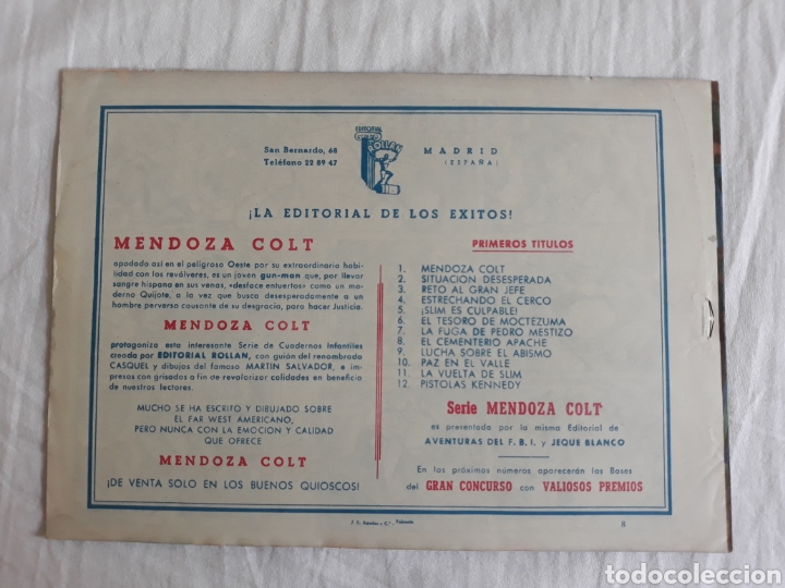 Tebeos: Mendoza Colt n⁰ 8 - el cementerio apache - ORIGINAL - Foto 2