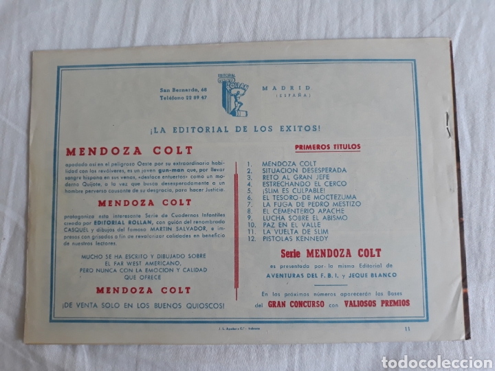 Tebeos: Mendoza Colt n? 11 - la vuelta de Slim - ORIGINAL - Foto 2