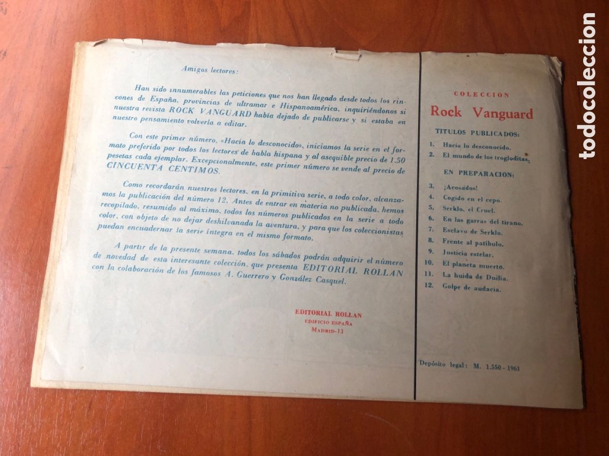 Tebeos: ROCK VANGUARD-N&Uacute;MEROS 2. 3. 5. -ORIGINAL-EDITORIAL ROLLAN-A&Ntilde;O 1961. - Foto 3