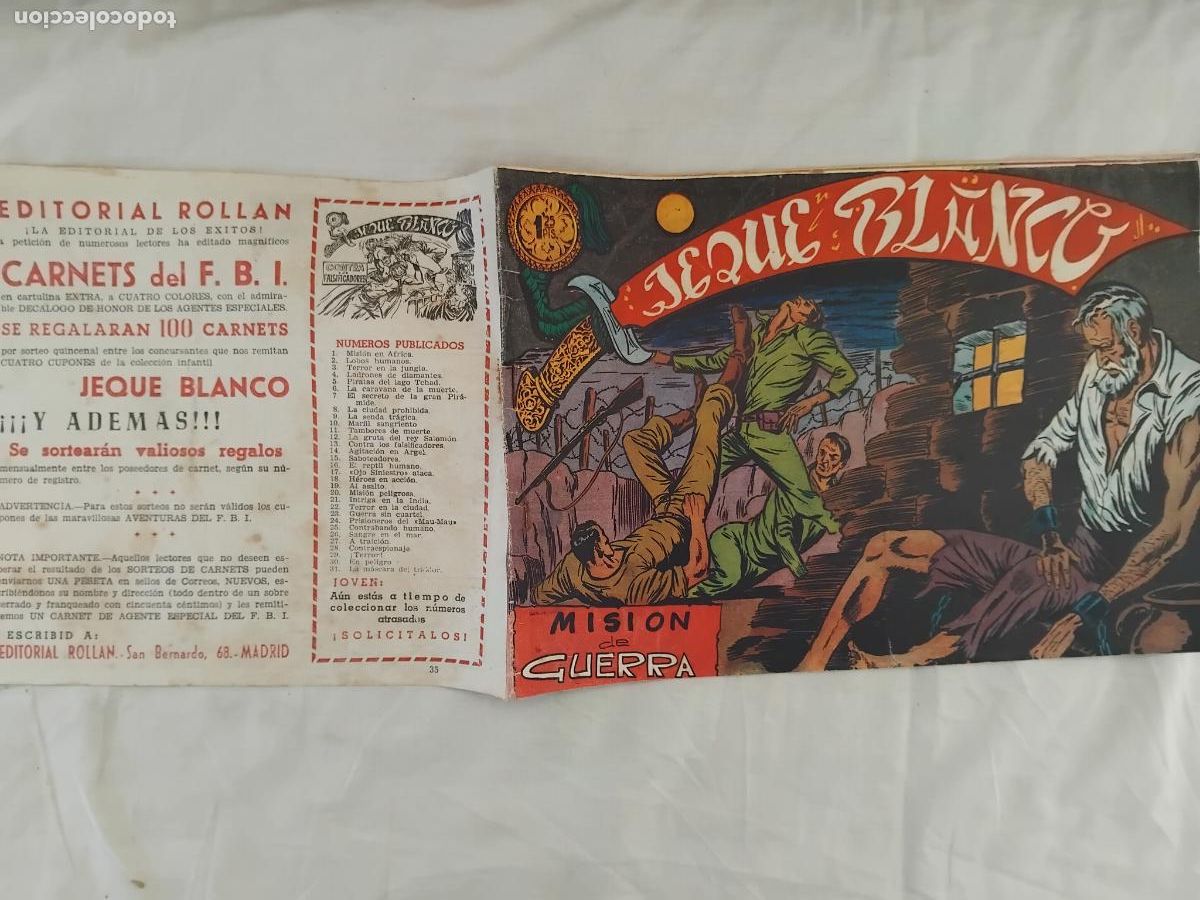 Tebeos: JEQUE BLANCO N&ordm; 35. EDITORIAL ROLLAN 1952. - Foto 1