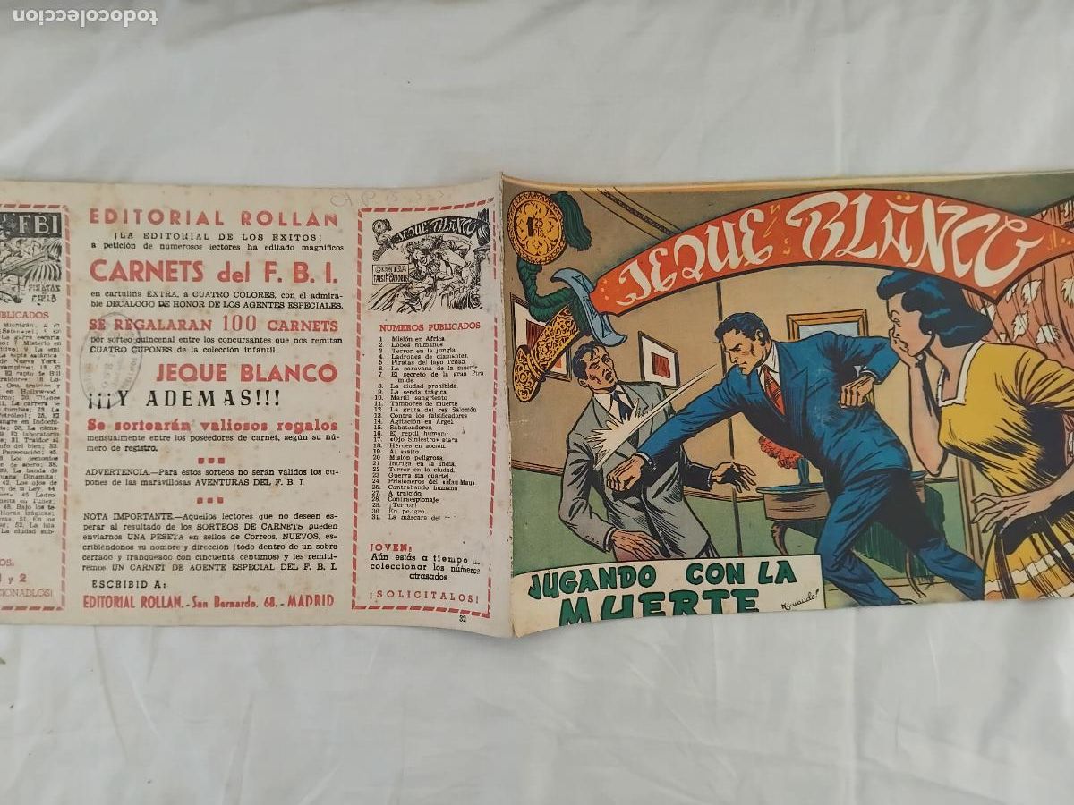 Tebeos: JEQUE BLANCO N&ordm; 32. EDITORIAL ROLLAN 1952. - Foto 1