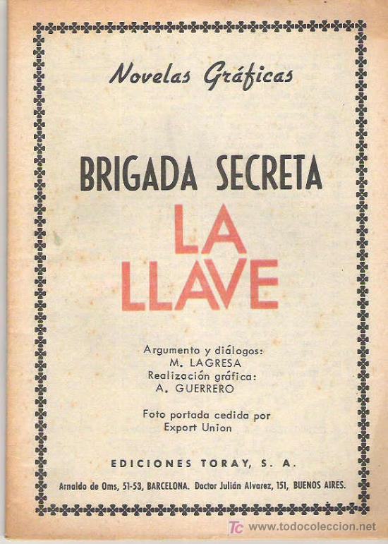 Tebeos: brigada secreta - la llave**** ediciones toray 1966 ***162 - Foto 1