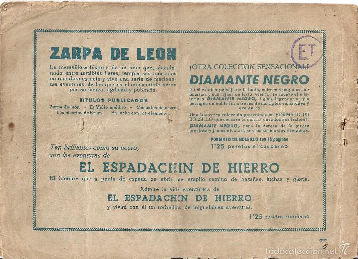 Tebeos: ZARPA DE LE&Oacute;N N&ordm; 5. En lucha con los elementos. Editorial Toray. Original 1.949 - Foto 2