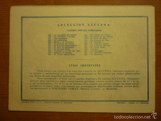 Tebeos: COLECCION AZUCENA N&ordm; 452 LA MAESTRITA EDICIONES TORAY. ORIGINAL. - Foto 2