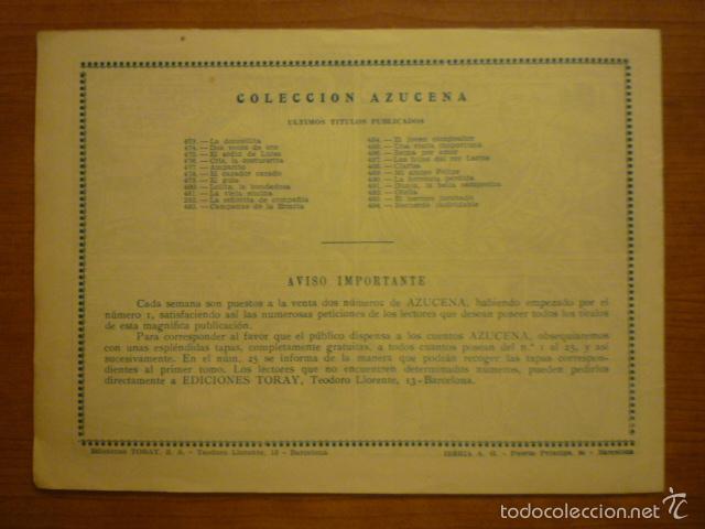 Tebeos: COLECCION AZUCENA  N&ordm;494. EDICIONES TORAY, S.A. ORIGINAL - Foto 2