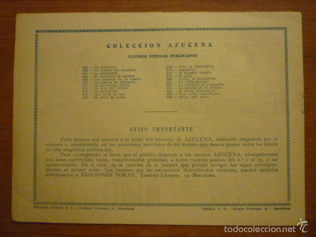 Tebeos: COLECCION AZUCENA  N&ordm;486. EDICIONES TORAY, S.A. ORIGINAL - Foto 2