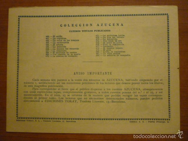 Tebeos: COLECCION AZUCENA  N&ordm;482. EDICIONES TORAY, S.A. ORIGINAL - Foto 2