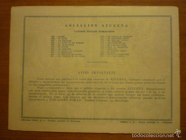 Tebeos: COLECCION AZUCENA  N&ordm;481. EDICIONES TORAY, S.A. ORIGINAL - Foto 2