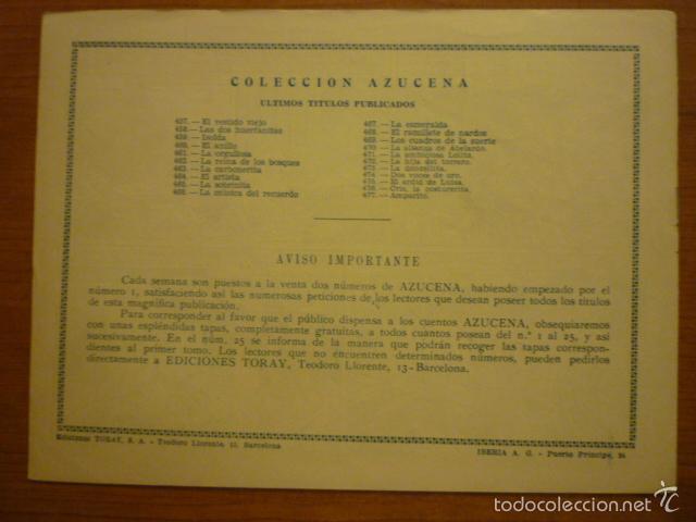 Tebeos: COLECCION AZUCENA  N&ordm;477. EDICIONES TORAY, S.A. ORIGINAL - Foto 2