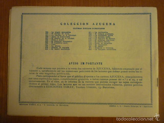 Tebeos: COLECCION AZUCENA N&ordm;422. EDICIONES TORAY, S.A. ORIGINAL - Foto 2