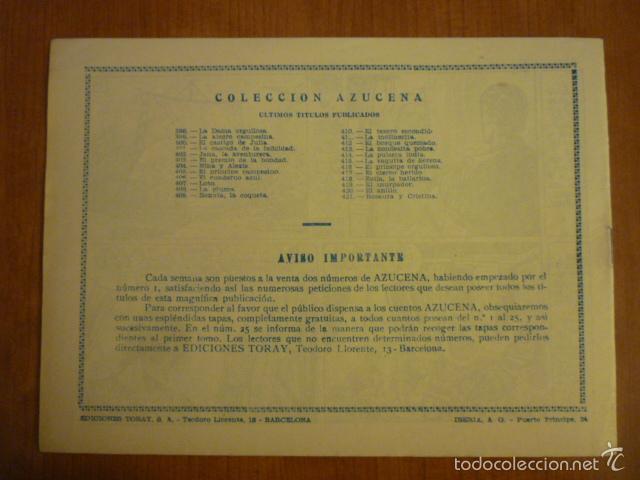 Tebeos: COLECCION AZUCENA N&ordm;421. EDICIONES TORAY, S.A. ORIGINAL - Foto 2