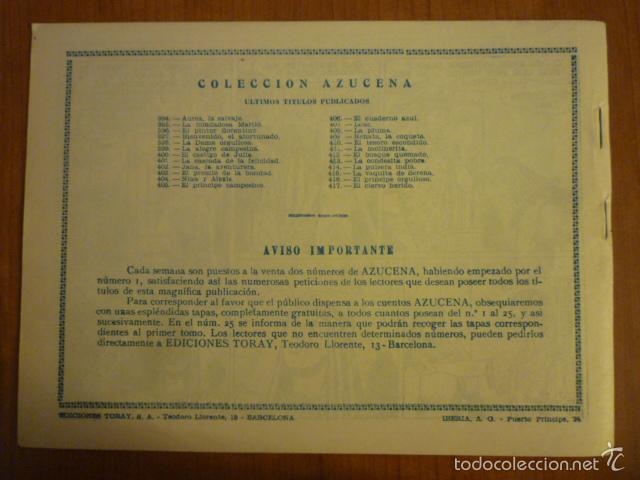 Tebeos: COLECCION AZUCENA N&ordm;417. EDICIONES TORAY, S.A. ORIGINAL - Foto 2