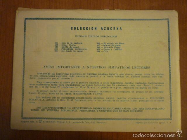 Tebeos: COLECCION AZUCENA N&ordm; 590. EDICIONES TORAY, S.A. ORIGINAL - Foto 2