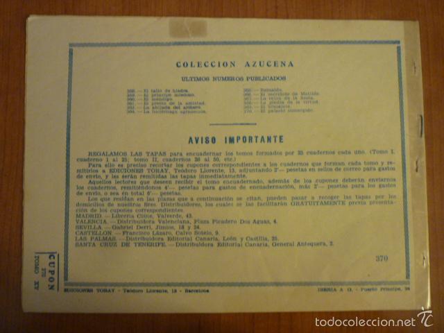 Tebeos: COLECCION AZUCENA N&ordm;370. EDICIONES TORAY, S.A. ORIGINAL - Foto 2