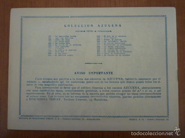 Tebeos: COLECCION AZUCENA N&ordm;403. EDICIONES TORAY, S.A. ORIGINAL - Foto 2