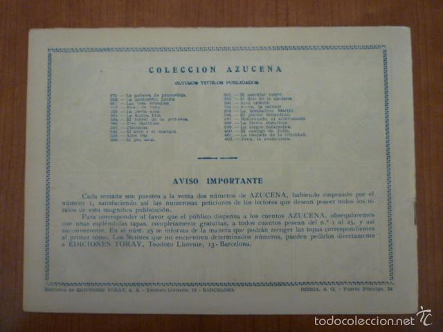 Tebeos: COLECCION AZUCENA N&ordm;402. EDICIONES TORAY, S.A. ORIGINAL - Foto 2