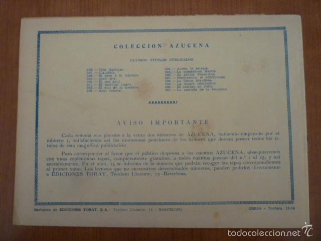 Tebeos: COLECCION AZUCENA N&ordm;401. EDICIONES TORAY, S.A. ORIGINAL - Foto 2