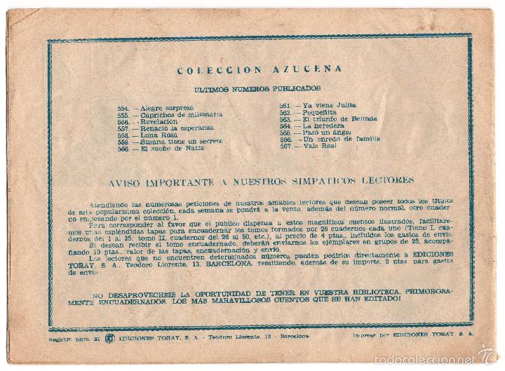 Tebeos: COLECCI&Oacute;N AZUCENA. VALS REAL . N&ordm; 567. EDICIONES TORAY. - Foto 2