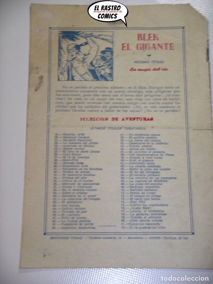 Tebeos: Blek el gigante n&ordm; 82, ed. Toray, original - Foto 2
