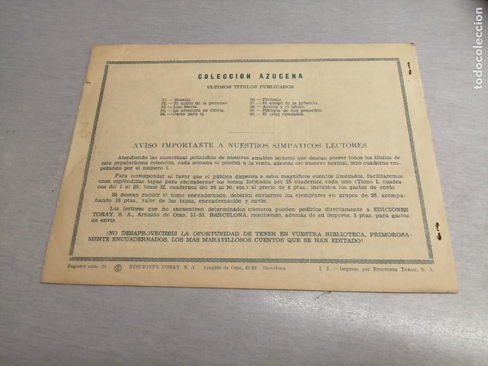 Tebeos: AZUCENA N&ordm; 60 / TORAY ORIGINAL - Foto 2