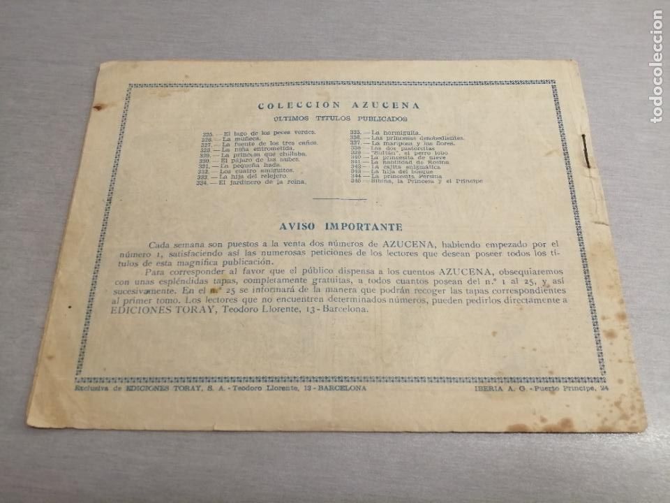 Tebeos: AZUCENA N&ordm; 345 / TORAY ORIGINAL - Foto 2