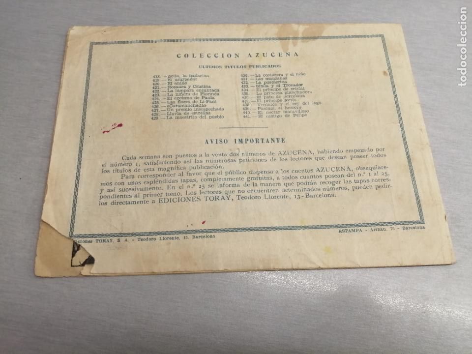 Tebeos: AZUCENA N&ordm; 441 / TORAY ORIGINAL - Foto 2