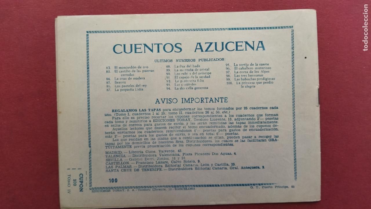 Tebeos: AZUCENA N&ordm; 100 - LA PRINCESA QUE PERDI&Oacute; LA ALEGR&Iacute;A - COMO NUEVO - Foto 3