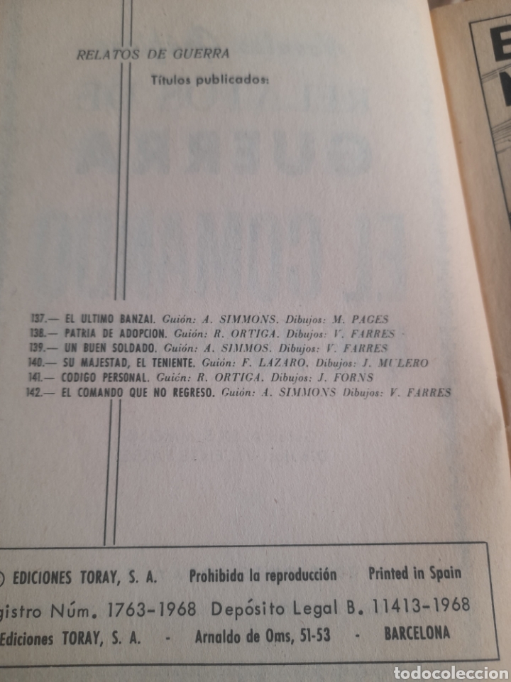 Tebeos: C&oacute;mic, Relatos de Guerra, El Comando que no Regres&oacute;, de 1968 - Foto 4