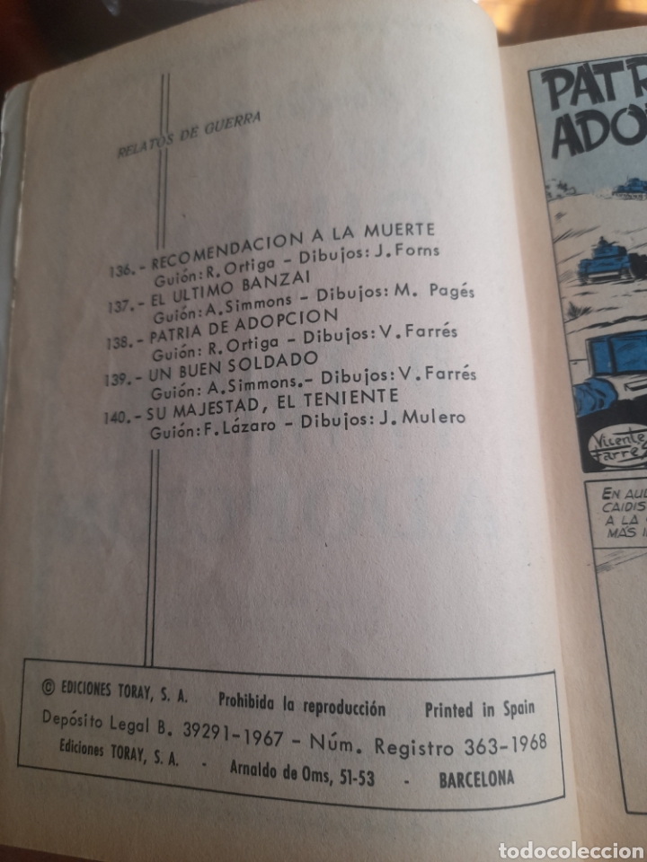 Tebeos: C&oacute;mic,Relatos de Guerra, Patria de adopci&oacute;n de 1967 - Foto 4