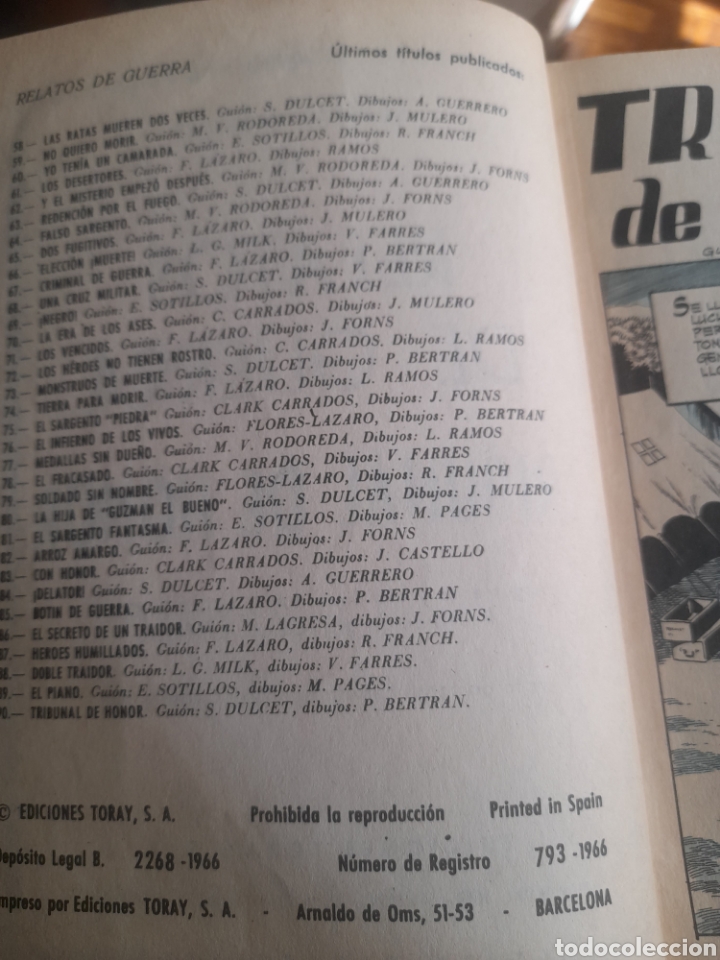 Tebeos: C&oacute;mic, Relatos de Guerra, Tribunal de Honor de 1966 - Foto 3
