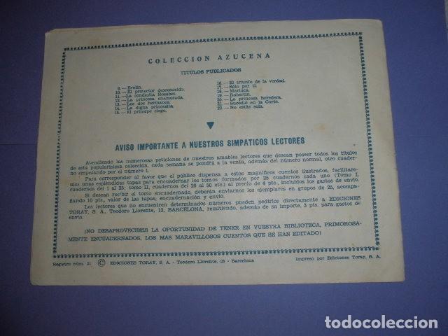Tebeos: AZUCENA N&ordm; 22 - NO ESTAS SOLA - EDICIONES TORAY. - Foto 2