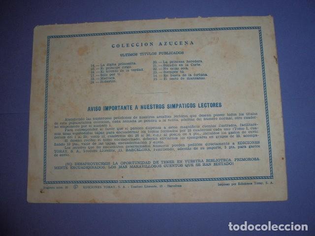 Tebeos: AZUCENA N&ordm; 25 - EL CESTO DE MANZANAS - EDICIONES TORAY. - Foto 2