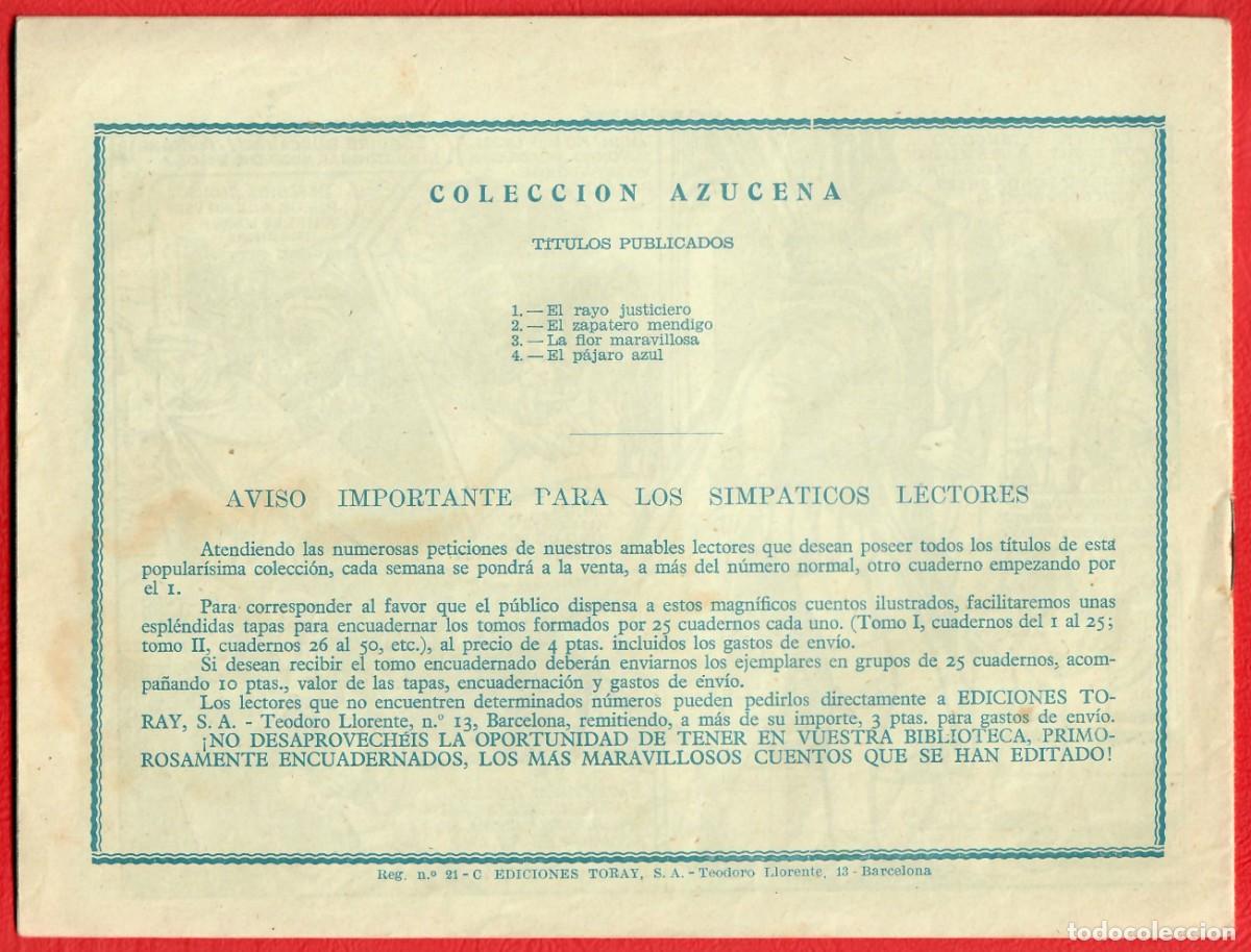 Tebeos: Colecci&oacute;n Azucena &ndash; El p&aacute;jaro azul &ndash; Ediciones Toray &ndash; Num. 4 - Foto 2